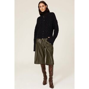 Phillip Lim Women's Black Chunky Knit Zip Up Cardigan Size S